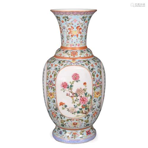 Famille Rose Floral & Imperial Poem Inscribed Porcelain