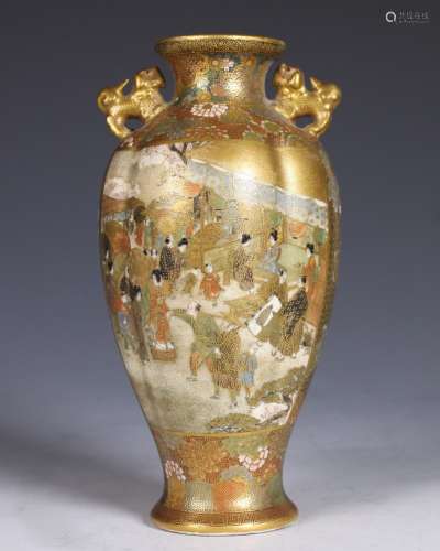 Japanese Satsuma Lobed Vase, Meiji Period