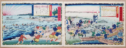 Original Woodblock Prints by Hiroshige III c. 1877