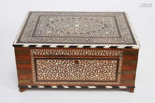 A Superb Bone-Inlaid Indian Box, 19th Century