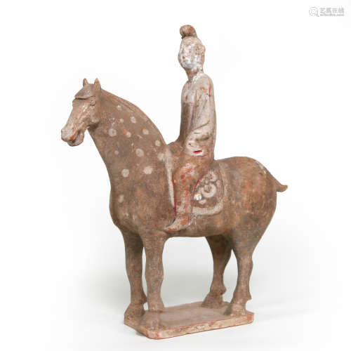 Tang Dynasty Painted Pottery Equestrian (of the period)