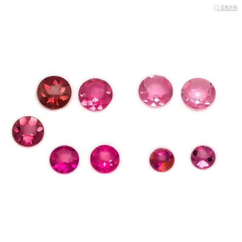 Mixed lot of pink tourmalines,