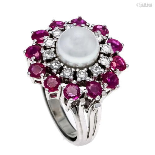 Akoya ruby brilliant ring WG 7