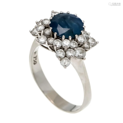 Sapphire and brilliant ring WG