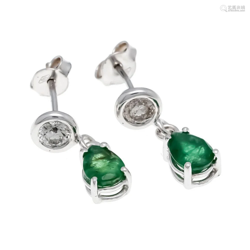 Emerald and brilliant ear stud