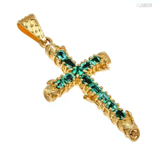 Emerald cross pendant GG 750/0