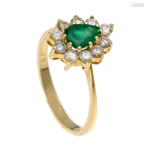 Emerald and diamond ring, gold