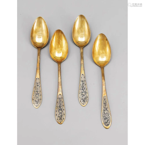 Four dining spoons, Russia/Sov