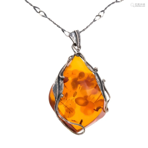 Amber necklace Art Nouveau sil