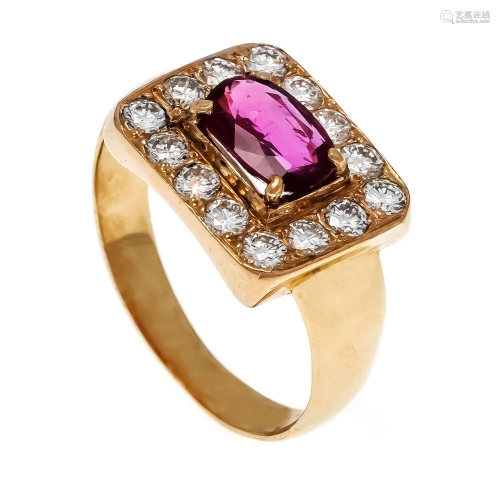 Ruby and diamond ring gold 750
