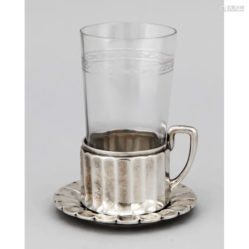 Tea glass holder with saucer,