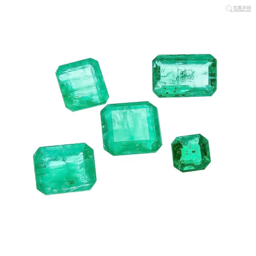 Mixed lot of 5 emeralds 2.09,