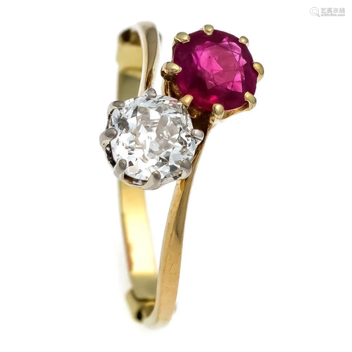 Ruby old European cut diamond