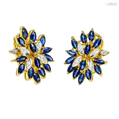 Sapphire diamond clip earrings