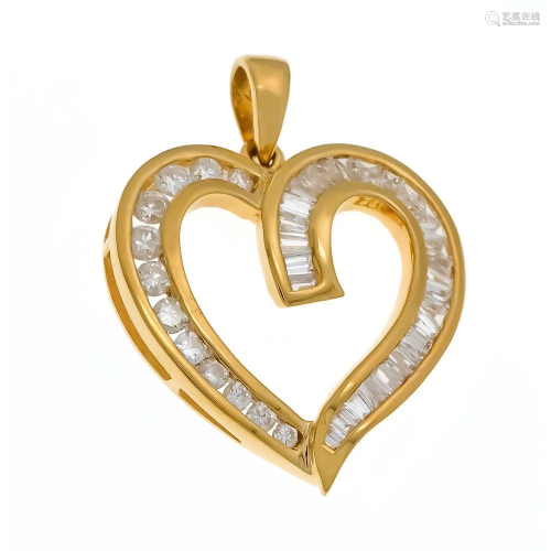 Diamond heart pendant gold 750