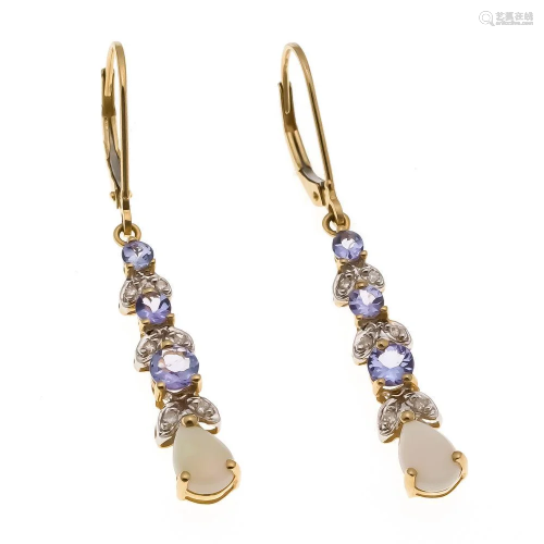 Opal tanzanite diamond earring