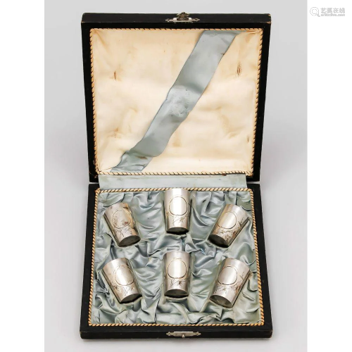Set of six vodka cups, marked