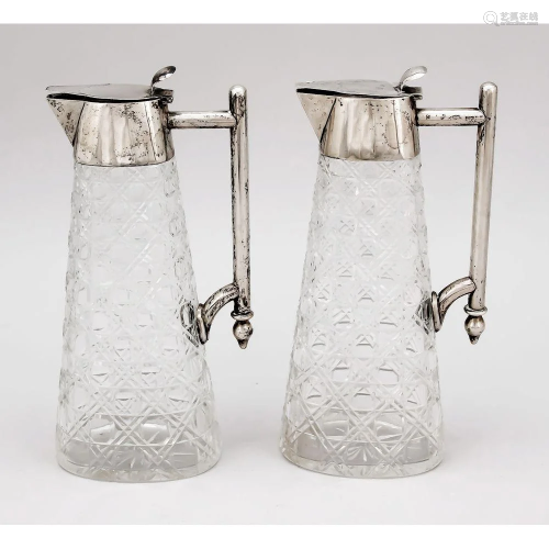 Pair of jugs with silver mount