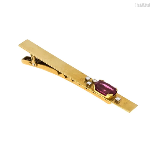 Rubellite-brilliant tie pin GG