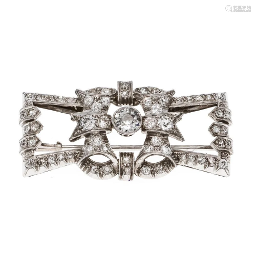 Old-cut diamond brooch platinu