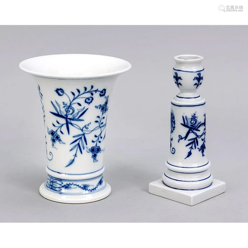 Vase and candlestick, Meissen,