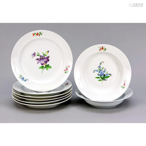 Eight plates, Meissen, marks 1