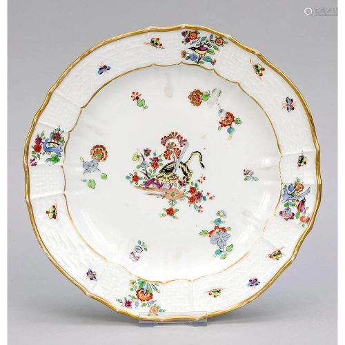 Baroque plate, Meissen, mark a