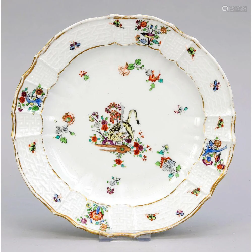 Baroque plate, Meissen, mark a