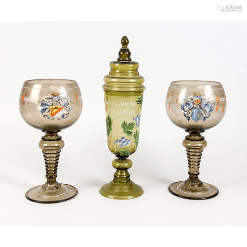 Three glasses, around 1900, 2