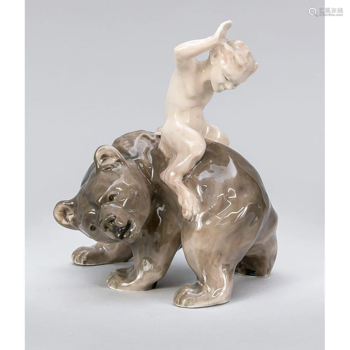 Faun riding on bear in reverse