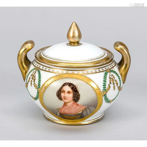 Biedermeier lidded box, 19th c