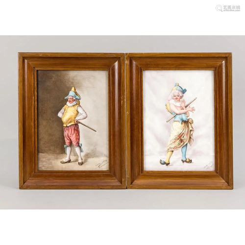 A pair of porcelain pictures,