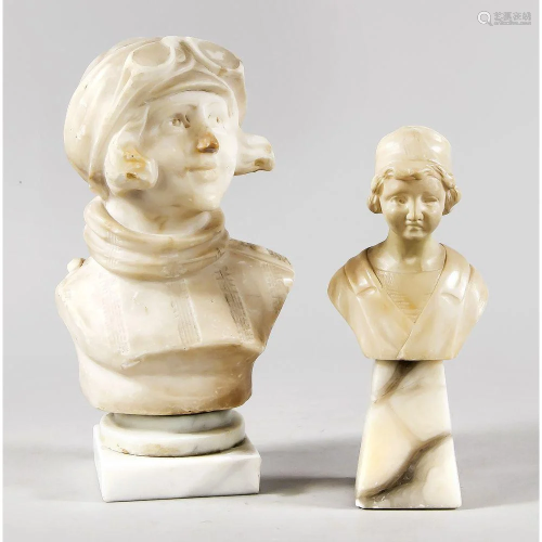 Two Alabaster busts around 190