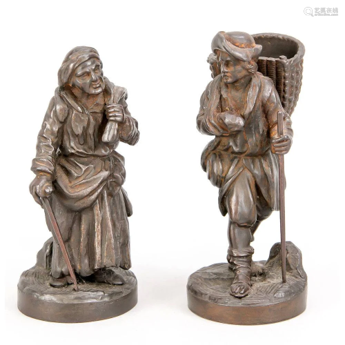 Pair of cast iron figures, pro