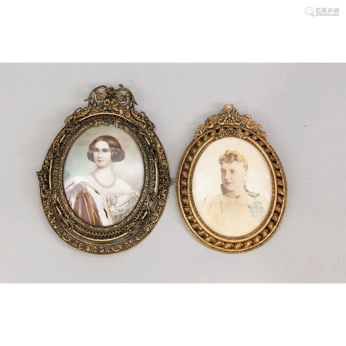 2 Miniaturen mit Damenportrait