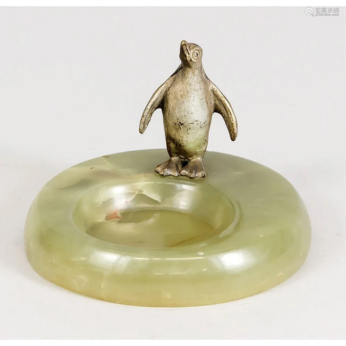 Kleine Onyx-Schale mit Pinguin