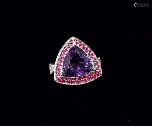 18k紫水晶红宝石戒指