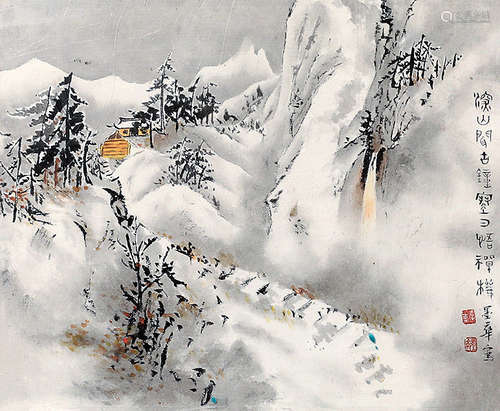 墨华 雪景图 框