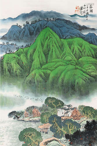 b.1940 华拓 山水 镜片 纸本