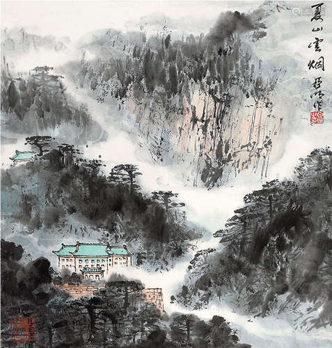 亚明 山水 立轴 纸本