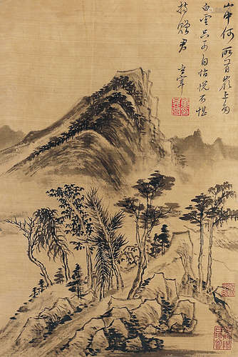 1555～1636 董其昌 （款） 山水 立轴 绢本