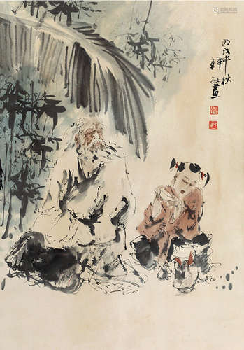 b.1929 韩敏 人物 立轴 纸本