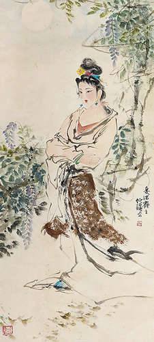 b.1944 白伯骅 仕女 立轴 纸本