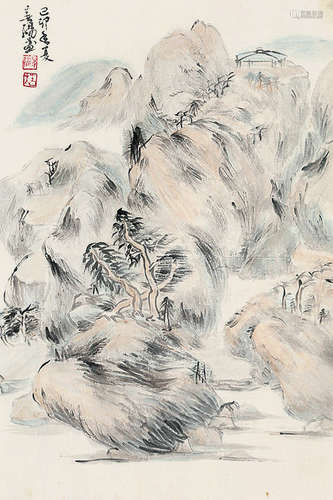 b.1946 霍春阳 山水 立轴 纸本