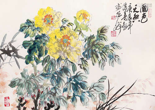 1927～2011 许继善 花卉 镜片 纸本