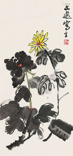 1925～2009 汤文选 花卉 立轴 纸本