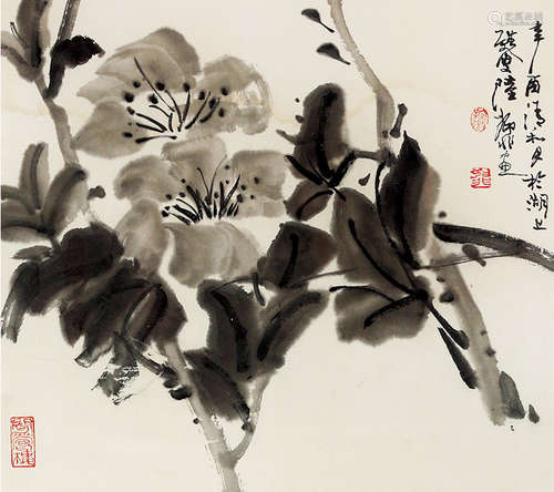 陆抑非 花卉 框