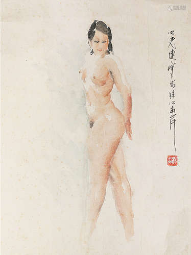 b.1930 杨之光 女人体 镜片 纸本