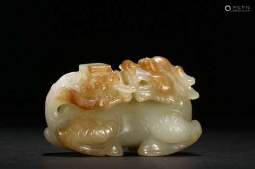 Old Collection  A Hetian Jade Beast Carving