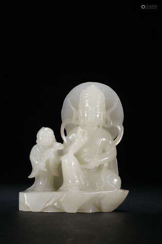 Old Collection：A Hetian Jade Songzi Guanyin Statue